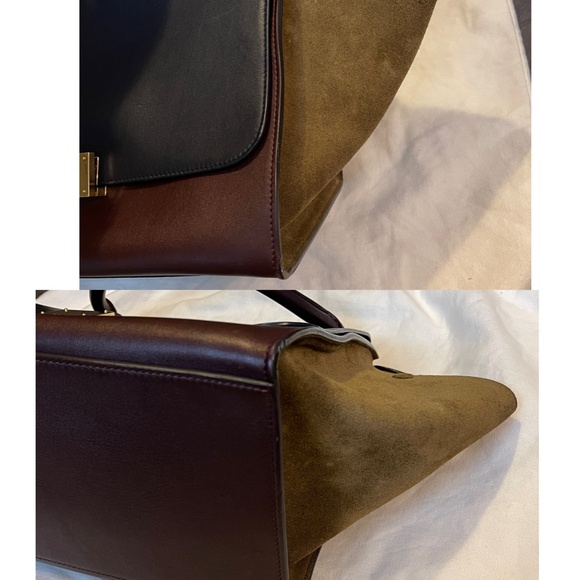 CELINE Phoebe Philo Trapeze Trapeze bag handbag tri color blue brown burgundy - Picture 13 of 16